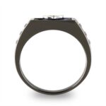 TK3116 - Two-Tone IP Black Stainless Steel Ring with AAA Grade CZ  in Clear