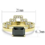 TK3127 - IP Gold(Ion Plating) Stainless Steel Ring with AAA Grade CZ  in Black Diamond