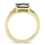 TK3127 - IP Gold(Ion Plating) Stainless Steel Ring with AAA Grade CZ  in Black Diamond