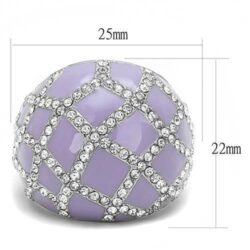 TK3143 - High polished (no plating) Stainless Steel Ring with Top Grade Crystal  in Clear