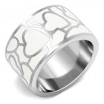 TK3172 - High polished (no plating) Stainless Steel Ring with Epoxy  in White