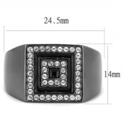 TK3220 - IP Light Black  (IP Gun) Stainless Steel Ring with Top Grade Crystal  in Clear