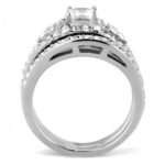 TK3253 - High polished (no plating) Stainless Steel Ring with AAA Grade CZ  in Clear