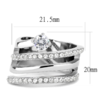 TK3254 - High polished (no plating) Stainless Steel Ring with AAA Grade CZ  in Clear