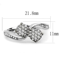 TK3255 - High polished (no plating) Stainless Steel Ring with Top Grade Crystal  in Clear