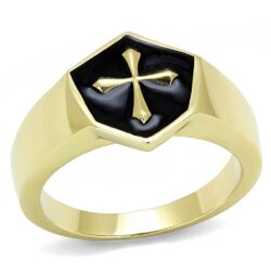 TK3268 - IP Gold(Ion Plating) Stainless Steel Ring with Epoxy  in Jet