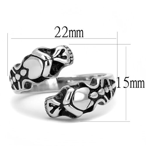 TK3276 - High polished (no plating) Stainless Steel Ring with Epoxy  in Jet