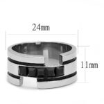 TK3284 - High polished (no plating) Stainless Steel Ring with Top Grade Crystal  in Jet