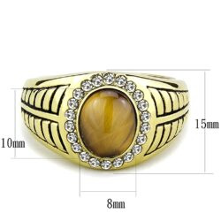 TK3293 - IP Gold(Ion Plating) Stainless Steel Ring with Synthetic Tiger Eye in Topaz