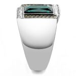 TK3295 - Two-Tone IP Gold (Ion Plating) Stainless Steel Ring with Synthetic Synthetic Glass in Blue Zircon