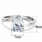 TK3433 - High polished (no plating) Stainless Steel Ring with AAA Grade CZ  in Clear