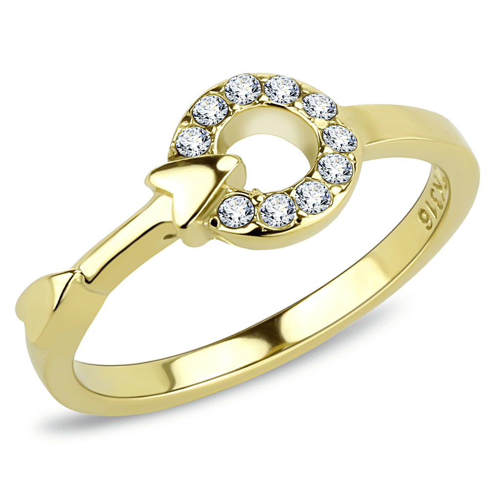 TK3439 - IP Gold(Ion Plating) Stainless Steel Ring with Top Grade Crystal  in Clear