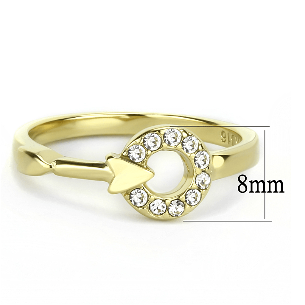 TK3439 - IP Gold(Ion Plating) Stainless Steel Ring with Top Grade Crystal  in Clear