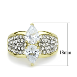 TK3442 - Two-Tone IP Gold (Ion Plating) Stainless Steel Ring with AAA Grade CZ  in Clear