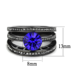 TK3453 - IP Light Black  (IP Gun) Stainless Steel Ring with Top Grade Crystal  in Sapphire