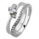 TK3507 - High polished (no plating) Stainless Steel Ring with AAA Grade CZ  in Clear