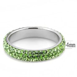 TK3537 - High polished (no plating) Stainless Steel Ring with Top Grade Crystal  in Peridot