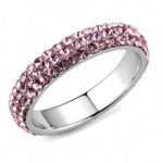 TK3543 - High polished (no plating) Stainless Steel Ring with Top Grade Crystal  in Light Rose