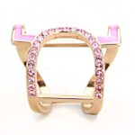 TK3561 - IP Rose Gold(Ion Plating) Stainless Steel Ring with Top Grade Crystal  in Light Rose