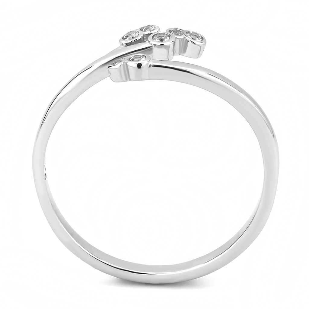 TK3570 - No Plating Stainless Steel Ring with AAA Grade CZ  in Clear