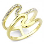 TK3574 - IP Gold(Ion Plating) Stainless Steel Ring with Top Grade Crystal  in Clear