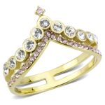 TK3587 - IP Gold(Ion Plating) Stainless Steel Ring with AAA Grade CZ  in Rose