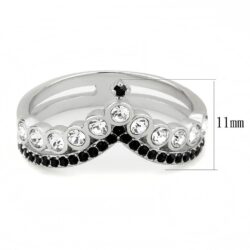 TK3588 - No Plating Stainless Steel Ring with Top Grade Crystal  in Clear