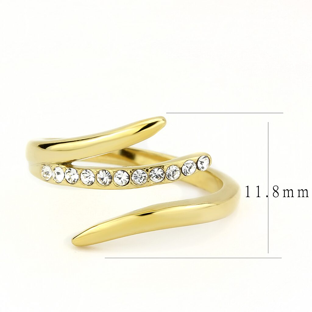 TK3590 - IP Gold(Ion Plating) Stainless Steel Ring with Top Grade Crystal  in Clear