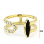 TK3591 - IP Gold(Ion Plating) Stainless Steel Ring with Top Grade Crystal  in Jet