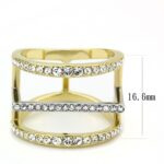 TK3593 - Two-Tone IP Gold (Ion Plating) Stainless Steel Ring with Top Grade Crystal  in Clear