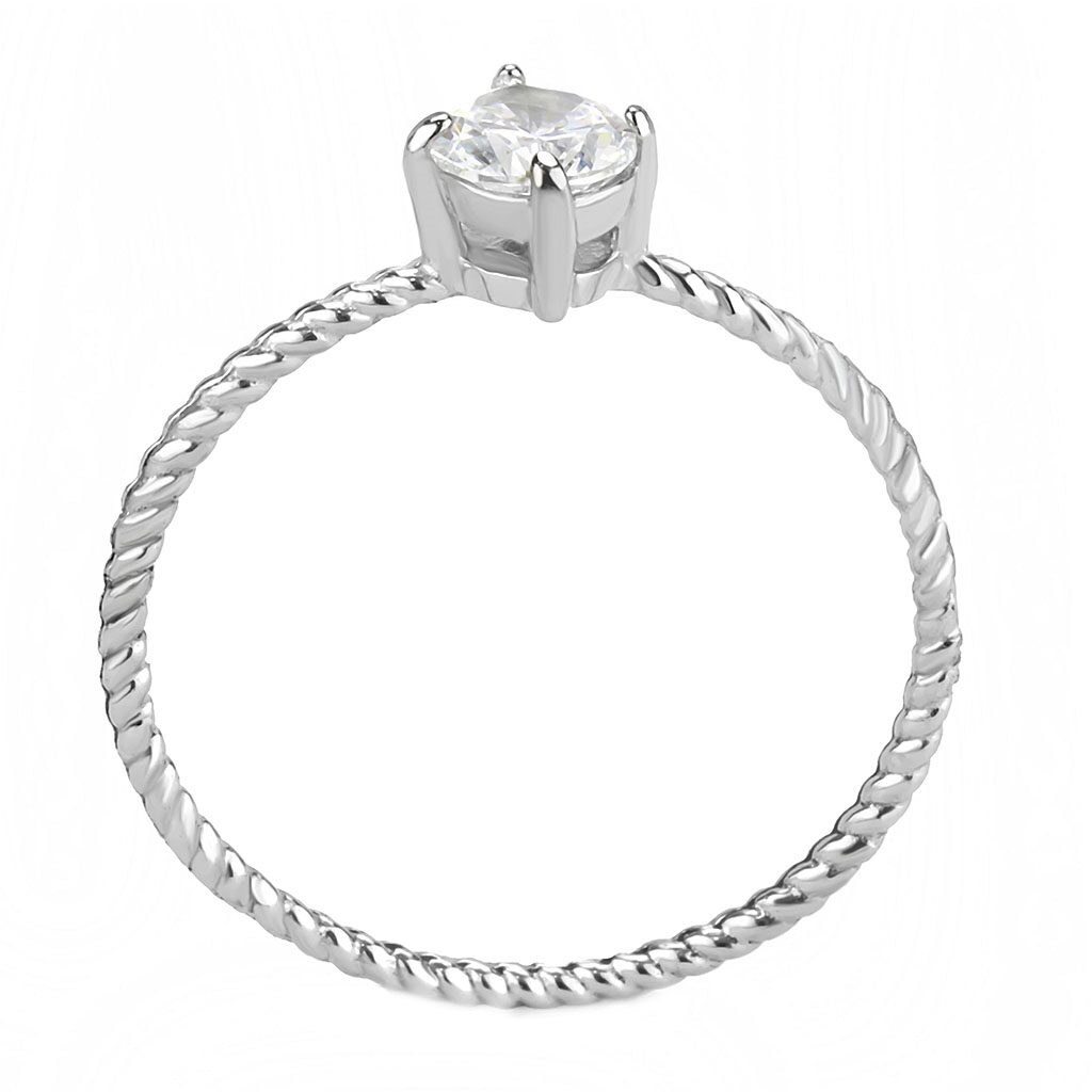 TK3604 - No Plating Stainless Steel Ring with AAA Grade CZ  in Clear