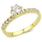 TK3605 - IP Gold(Ion Plating) Stainless Steel Ring with AAA Grade CZ  in Clear