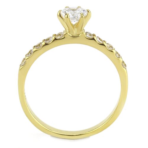 TK3605 - IP Gold(Ion Plating) Stainless Steel Ring with AAA Grade CZ  in Clear