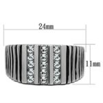 TK364 - High polished (no plating) Stainless Steel Ring with Top Grade Crystal  in Clear