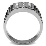 TK364 - High polished (no plating) Stainless Steel Ring with Top Grade Crystal  in Clear