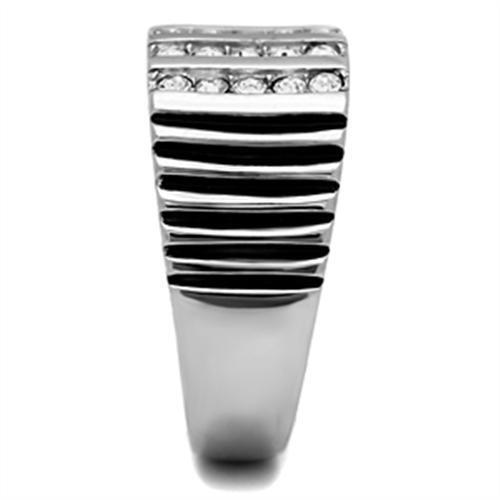 TK364 - High polished (no plating) Stainless Steel Ring with Top Grade Crystal  in Clear