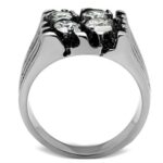 TK366 - High polished (no plating) Stainless Steel Ring with AAA Grade CZ  in Clear