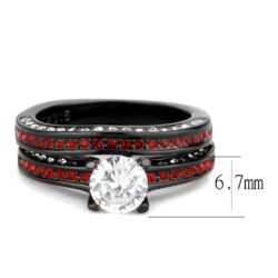 TK3695 - IP Black(Ion Plating) Stainless Steel Ring with AAA Grade CZ  in Clear