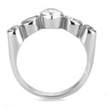 TK3697 - High polished (no plating) Stainless Steel Ring with AAA Grade CZ  in Clear