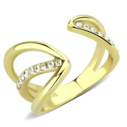 TK3710 - IP Gold(Ion Plating) Stainless Steel Ring with Top Grade Crystal  in Clear