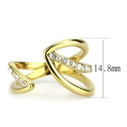 TK3710 - IP Gold(Ion Plating) Stainless Steel Ring with Top Grade Crystal  in Clear