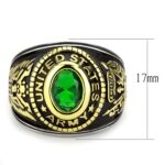 TK3724 - Two-Tone IP Gold (Ion Plating) Stainless Steel Ring with Synthetic Synthetic Glass in Emerald