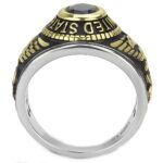 TK3726 - Two-Tone IP Gold (Ion Plating) Stainless Steel Ring with Synthetic Synthetic Glass in Montana