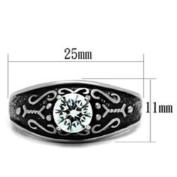 TK373 - High polished (no plating) Stainless Steel Ring with AAA Grade CZ  in Clear