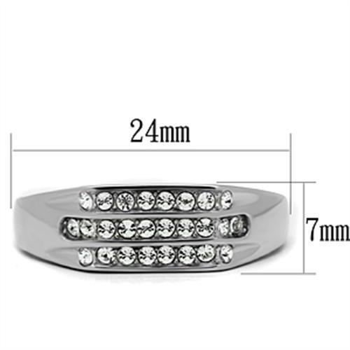 TK375 - High polished (no plating) Stainless Steel Ring with Top Grade Crystal  in Clear