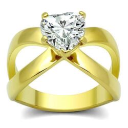 TK390G - IP Gold(Ion Plating) Stainless Steel Ring with AAA Grade CZ  in Clear