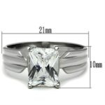 TK391 - High polished (no plating) Stainless Steel Ring with AAA Grade CZ  in Clear