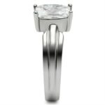 TK391 - High polished (no plating) Stainless Steel Ring with AAA Grade CZ  in Clear