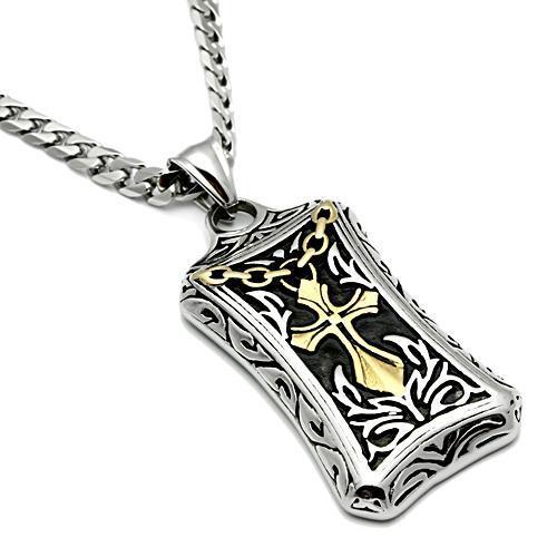 TK455 - Gold+Rhodium Stainless Steel Chain Pendant with No Stone