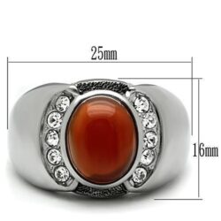 TK499 - High polished (no plating) Stainless Steel Ring with Semi-Precious Onyx in Siam